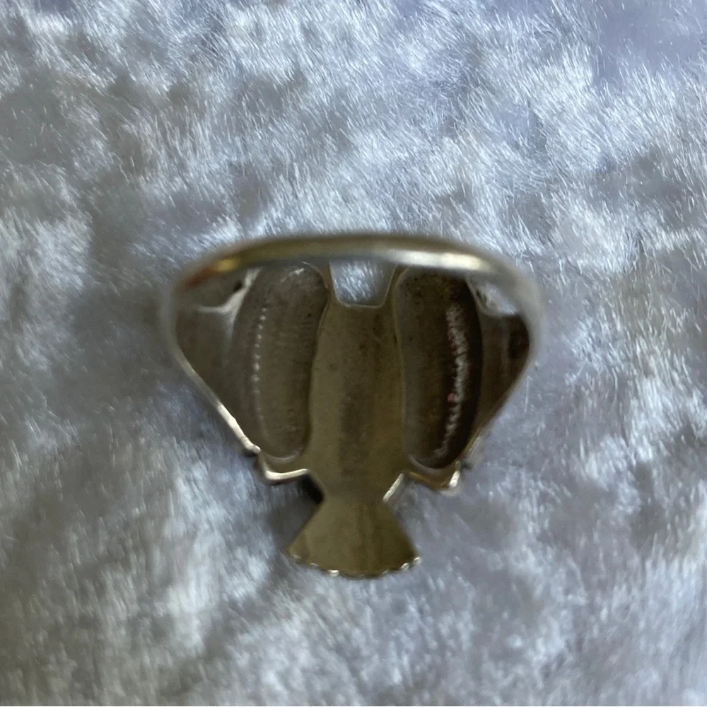☘️Rare Vintage Navajo Sterling Inlayed Eagle Ring - Picture 3 of 6